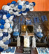 124pcs Blue Silver White Balloons Garland Arch Kit, 5/10/12/18 Inch Set for Birthday Wedding Graduation Party Decor