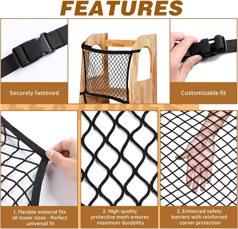 Lontcs Toddler Safety Net,Toddler Safety Net for Enhanced Safety and Convenience,Double-Layer Design with Storage