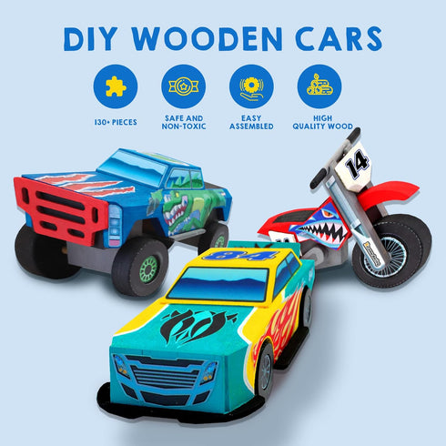 JOYIN Kids Craft Kit, Build & Paint Your Own Wooden Race Car, DIY Toy Craft Kit for Kids