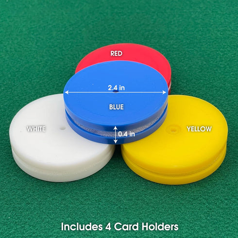 4 Piece Round Card Holders in Red, White, Yellow & Blue