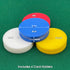 4 Piece Round Card Holders in Red, White, Yellow & Blue