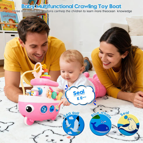 1+ 9-in-1 1st 1+ Love&Mini Toys for Year Old Girls - Baby Boat Musical Toys Music and Sound, First Christmas Birthday