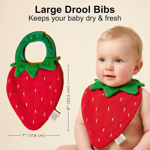Strawberry Shaped Drool Bib Premium Handmade Baby Bib for Infants & Toddlers | Soft, Absorbent, Gentle Cotton | Unique