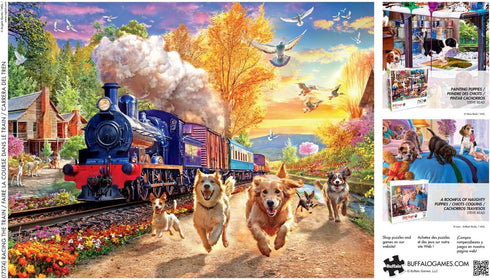 Buffalo Games Angelo Bonito Racing The Train 750 Piece Jigsaw Puzzle for Adults - Finished Size 24.00 x 18.00