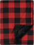 Hudson Baby Unisex Plush Blanket with Furry Binding and Back, Buffalo Plaid, One Size