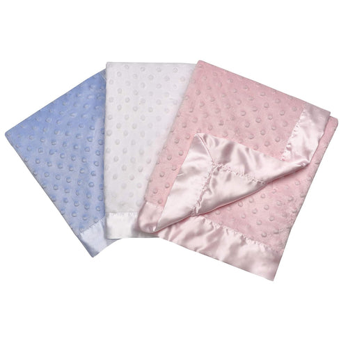 30" 40" Baby Starters Textured Dot Blanket with Satin Trim, White x