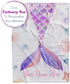 60x80) Personalized Blanket for Girls | Custom Mermaid Fleece Throw | Purple Kids Throw | Baby Girl Blanket for Room