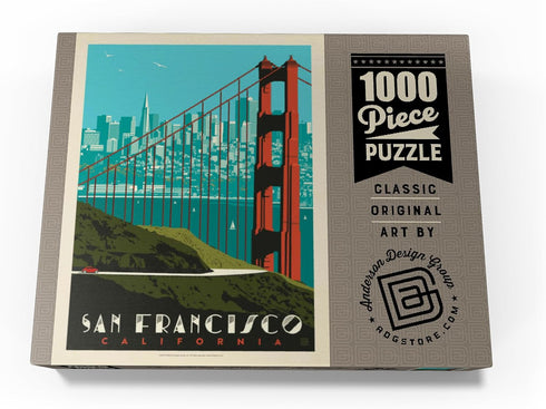 MyPuzzle San Francisco - Golden Gate Bridge Skyline Vintage Poster, Premium 1000 Piece Jigsaw Puzzle