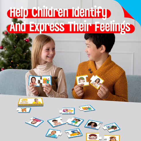 50PCS Feelings & Emotions Puzzle Cards, Puzzles with Different Moods-Learn to Identify Various Feelings, Learning Toy
