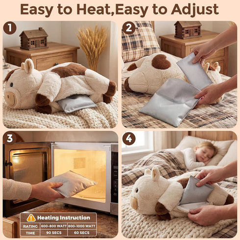 2-5 lbs 23" Mewaii Weighted Stuffed Animals for Adults & Kids, - Heatable Coolable Cow Plush, Microwavable Adjustable