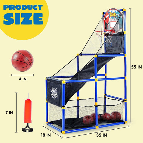 JOYIN Arcade Basketball Game Set, Indoor/Outdoor Sport Play with 4 Balls and Hoop for Kids 3 to 12 Years Old