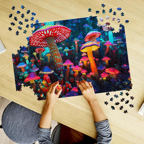 1000 Pieces Puzzle for Adults, Mushrooms Wooden Puzzle, Challenging Family Activity Gift, 29 x 20 in