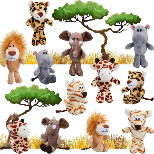 12 Pieces Mini Stuffed Forest Animals, 4.8 Inch Jungle Plush Toys for Animal Themed Parties