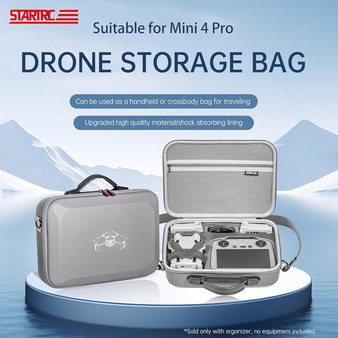 Hard Carrying Case for DJI Mini 4 Pro - Waterproof PU Portable Travel Shoulder Bag and Handbag 2 in 1
