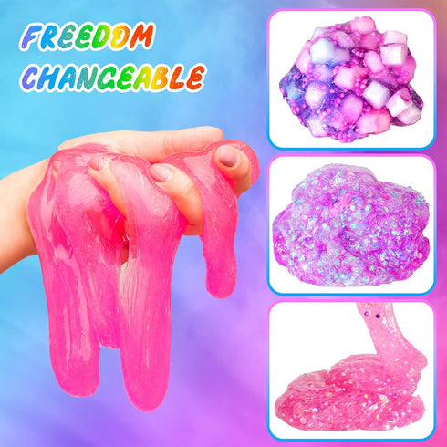 Glimmer, 6 7 8 9 10 11 12 inksbui Confetti Slime Kit, Sparkling, Crunchy, Foam, Jelly Cubes Slime, Stress Relief Toys