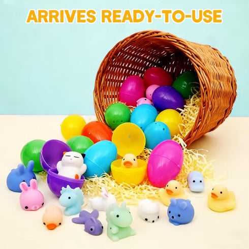 Kiddokids 50 Easter Eggs Prefilled Mochi Squishy, Stress Relief Squishies Toys for Easter Theme Party Favor, Easter