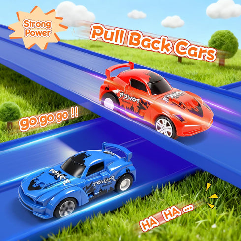 16Ft 2 4 1/64th 3 KETIEE Flex Tracks for Kids: Flexible Race Car Ramp Track with Small Racecars and Suction Cups
