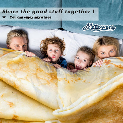 Mellowora 50"x40" Breakfast Butter Pancakes Blanket, Funny Realistic Food Dessert Throw Blanket for Kids, Cheese Plush