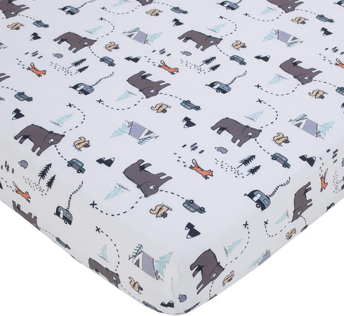 NoJo Carter's Woodland Friends White and Multi Colored Bear, Fox, Squirrel, Tree,