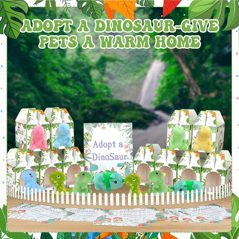 Gaiaring 38 12 12 12 1 1 Pcs Adopt a Dinosaur Pet Party Favors Include Mini Dinosaur Stuffed Animals Foldable Boxes