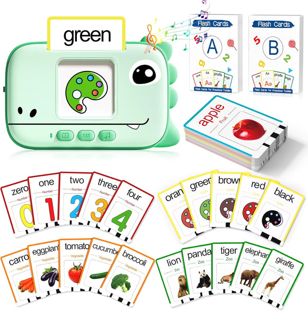 Talking Flash Cards (Dinosaur Style) for Toddlers 1-3 2-4, Learning Toys for Boys and Girls, Autism Speech Therapy