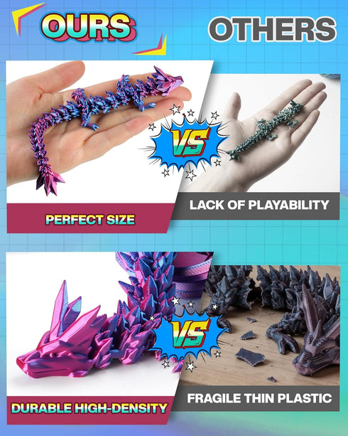 8" 3D (6 Pack) Rapean Printed Dragon Eggs, Easter Basket Stuffers for Kids and Teens, Unique Easter Toys & Decor
