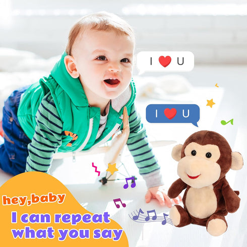 Talking Monkey Electric Plush Toy - Easfan Repeat What You Say Nodding Funny Interactive Buddy for Kids Toddlers,