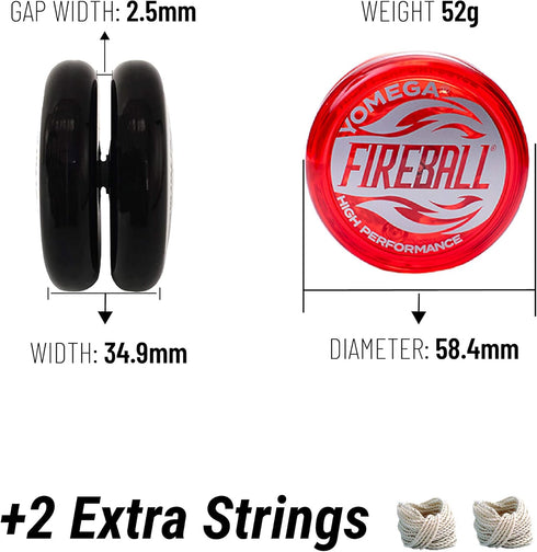 Yomega Fireball YoYo - High Performance Responsive Transaxle Yoyo for Advanced String Tricks + Extra Strings