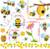 RW-1061 3D Bee Wall Decals, Cartoon Animals Stickers, DIY Removable Wall Art Decor for Kids Nursery