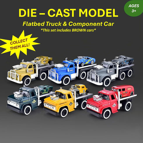Elementoy Rollback 1:64 2 1 Playset Flatbed Tow Truck Toy Scale Diecast Model Car Hot Rod, Muscle Trailer Series