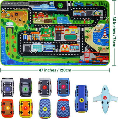 Set 1 10 47x30inches Dr.Rapeti Soft Toy Car for Babies Infants Toddlers Kids Oversize Play Mat Soft Toy Cars Washable