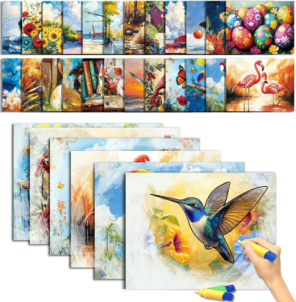 25 Pack Dementia Products for Elderly Reusable Water Doodle Coloring Set for