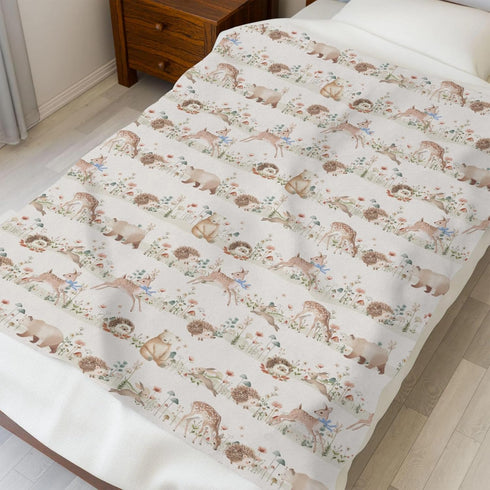 Selgkds 50x60inch Pastel Animals Bows Floral Mushroom Baby Blankets for Girls Boys Cute Bear Deer Bunny Hedgehog