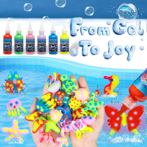 Kiditos Glow in The Dark Magic Water Elf Toy Kit, Aqua Fairy Water Gel Kit with 6 Colors and Molds