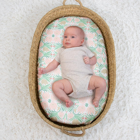 4-Pack The Peanutshell Baby Bassinet Sheets for Girl - Soft, Oval & Fitted Baby Girls Sheet, Rectangle, Fitted Covers