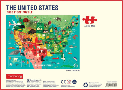 Mudpuppy 1000 Piece United States Jigsaw Puzzle for Adults, Vibrant Illustrations of 50 States