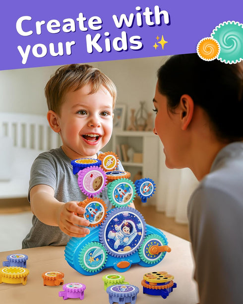 Set 3-8 KOKODI Gear Building Toys for Kids, Electric & Manual Construction for Kids, Engineering Learning Kit for Ages