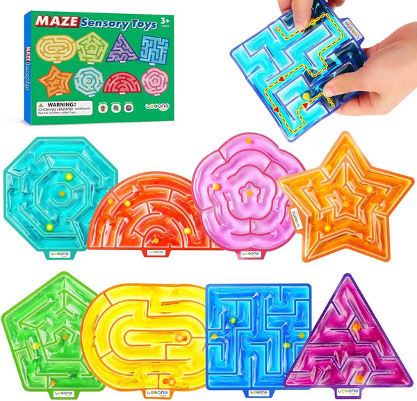 Sensory Toys Fidget Autism Toy for Kids: 8 Pack Gel-Filled Maze Squeeze