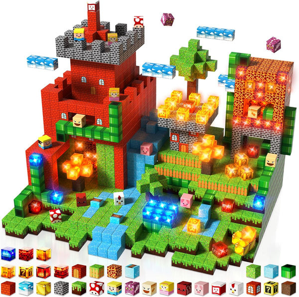 Goody King 200pcs Magnetic Blocks with Light Blocks | Educational Sensory Toy
