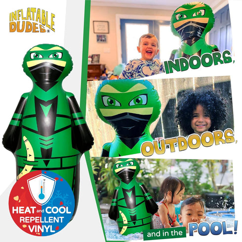 Ninja Kids Punching Bag 47 Inches - Inflatable Bop Bag Filled with Sand for Indoor Outdoor Party Games - Bounce-Back
