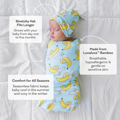 Set, Little Sleepies Swaddle & Hat Baby Swaddles Newborns, Soft Viscose from Bamboo Swaddle Blanket Wrap (Sunshine)