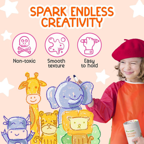 12 3-8 TinyGeeks Twistable Crayons - Non Toxic, Washable Crayons for Toddlers, Kids Ages - Easy To Hold - Perfect