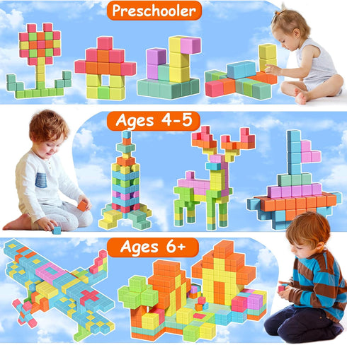 3-5, 4-8 Apluses Magnetic Blocks, Magnet Building Cubes for Toddlers Ages STEM Educational Sensory Autism Montessori