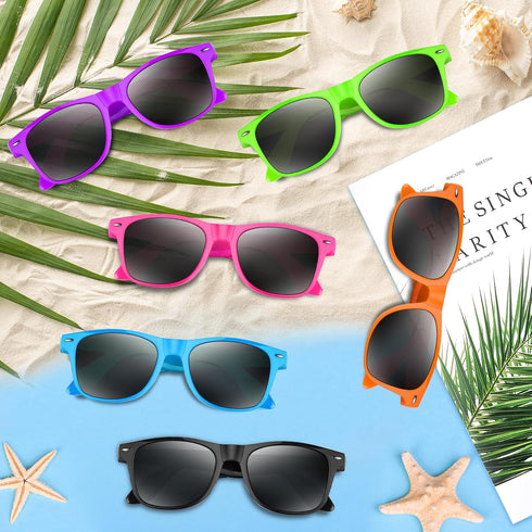 NEBURORA Neon Sunglasses Bulk, Classic Retro Multicolor Party Sunglasses, 6/12/24/60 Pack Toys for Summer Beach Party