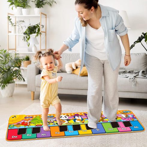 25 1 2 3 4 5 6+ Kids Musical Piano Mats with Music Sounds, Musical Toys Baby Floor Piano Keyboard Mat Carpet Animal