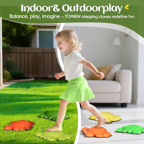 3 4 5 6 7+ TOPNEW Stepping Stones for Kids, Non-Slip Balance Stepping Stones for Promoting Children's Coordination