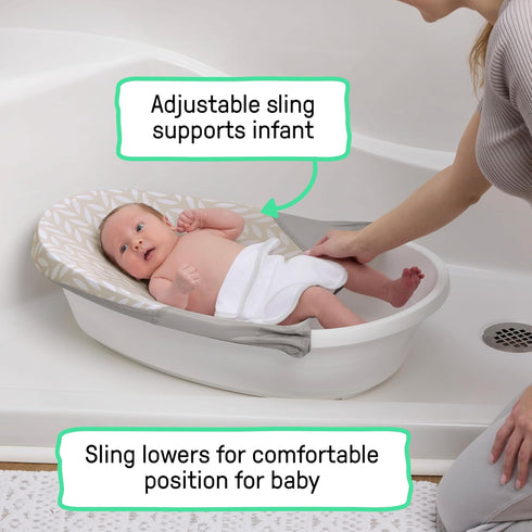 3-in-1 0M+ Ingenuity Sylvi Full Comfort Grow with Me Baby Tub, Newborn to Toddler Baby Bath Tub, Supportive Sling