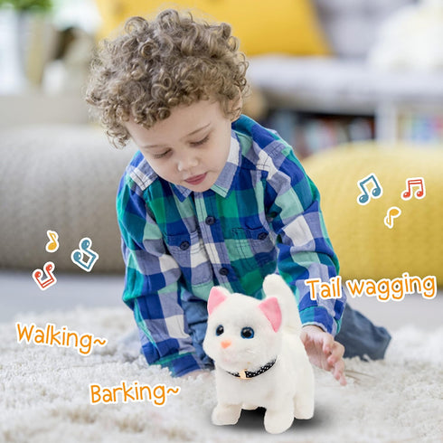 Easfan Walking Kitty Plush Toy, Electric Interactive Cat Stuffed Animal, Meowing Tail Wagging Head Nodding, Birthday