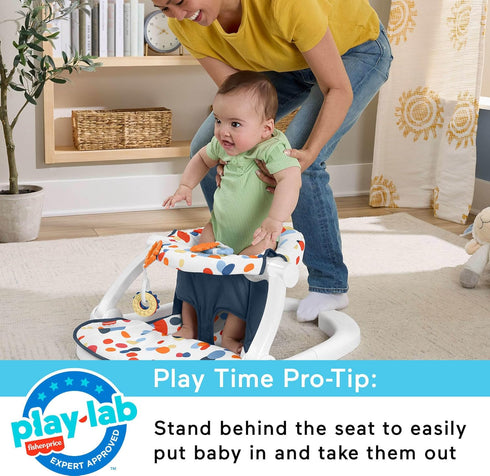 Fisher-Price Portable Baby Chair, Darling Dots Sit-Me-Up Floor Seat with BPA-Free Teether & Clacker Newborn