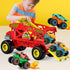 4-in-1 Mounster Truck Transport Carrier Playset, Red Mover Rhino Toy Cars Hauler Set for Children, Including 3 Diecast Monster Trucks, Ideal Gift for Kids 3+